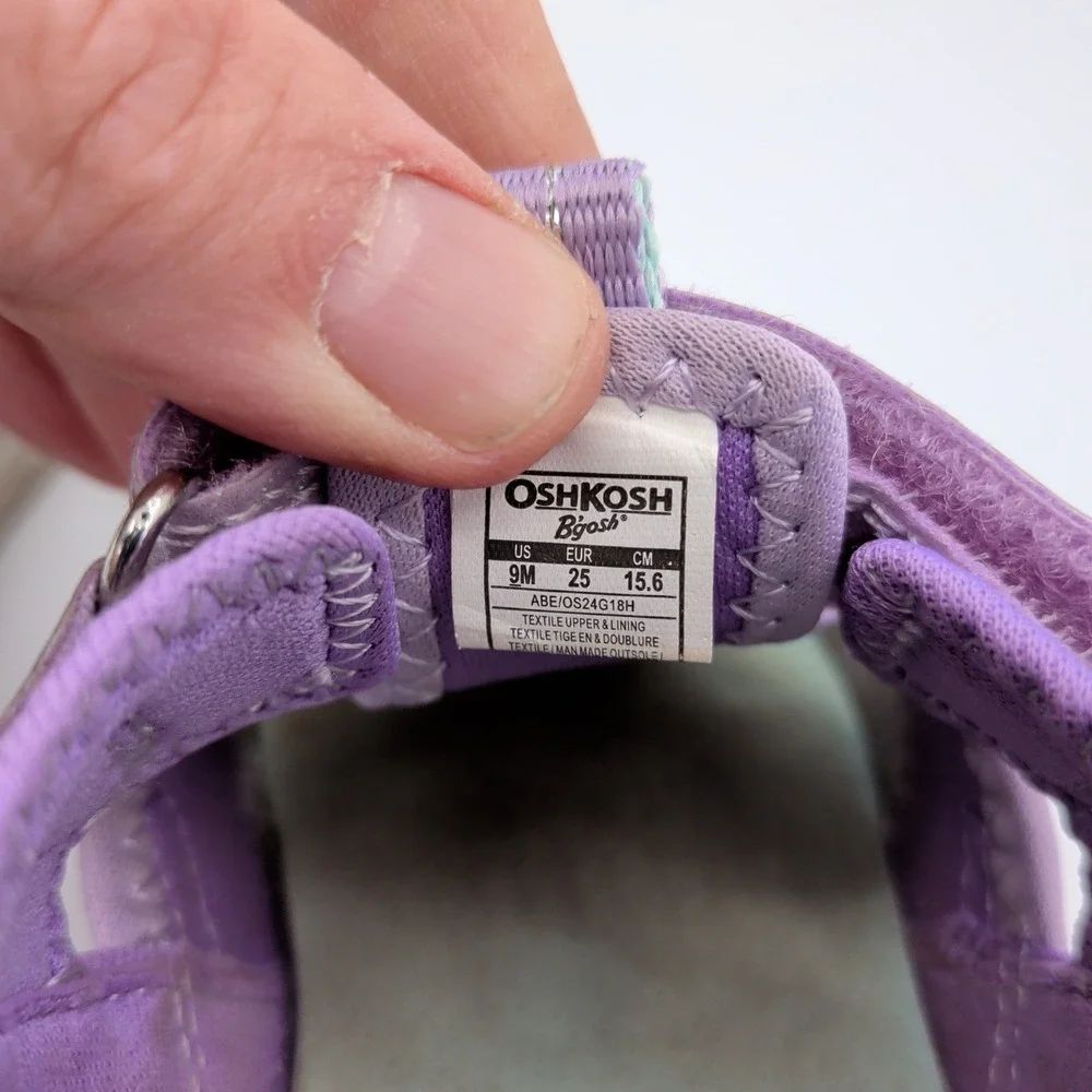 OshKosh Abe Purple Glitter Washable Water Sandals Kids Girls Size 9 ABE/OS24G18H